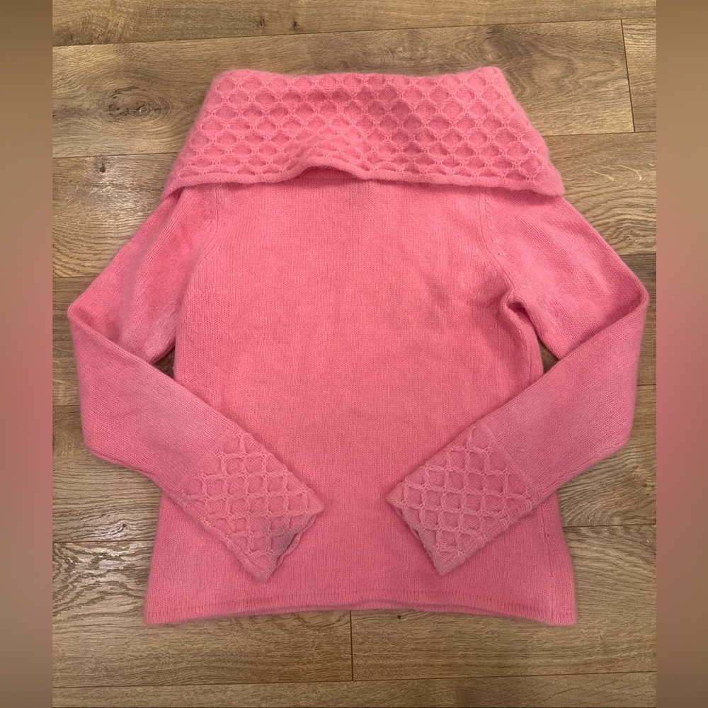 VTG Rafaella Womens Angora Rabbit Lambswool Pink Pullover Cowl Neck Sweater Sz M